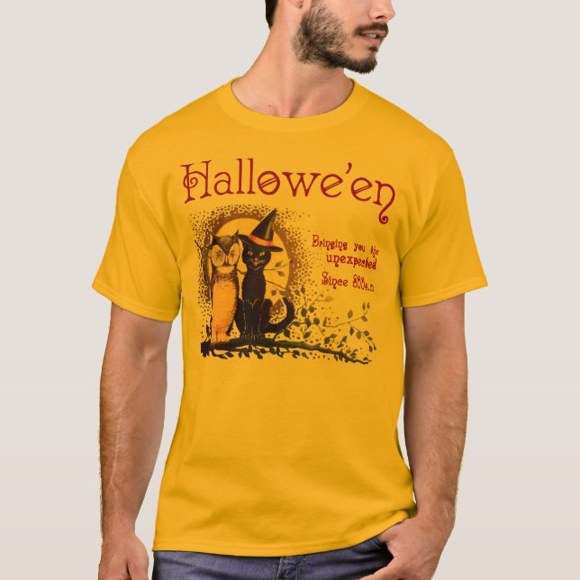 Camisetas de gatos y búhos de Halloween (Anverso)