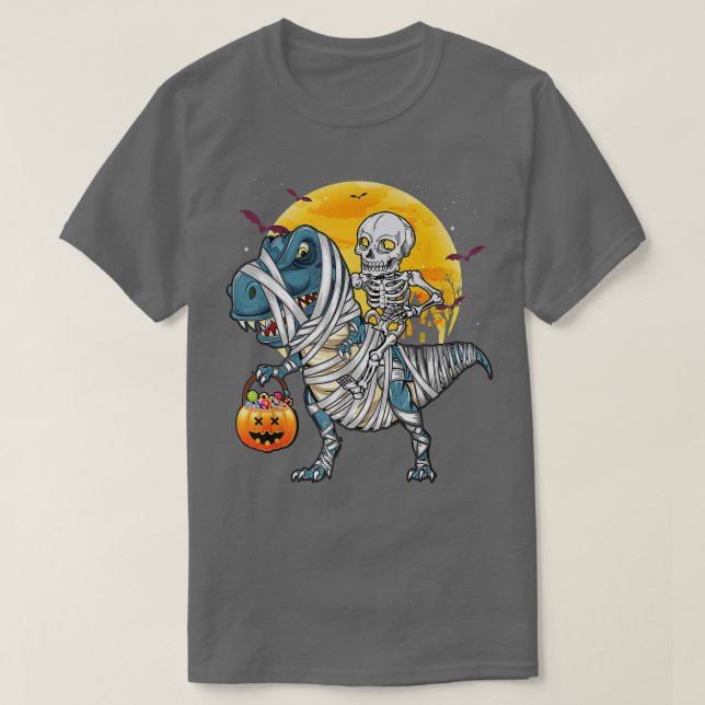 Camisetas de Halloween para Boys Dinosaur Skeleton (Diseño del anverso)