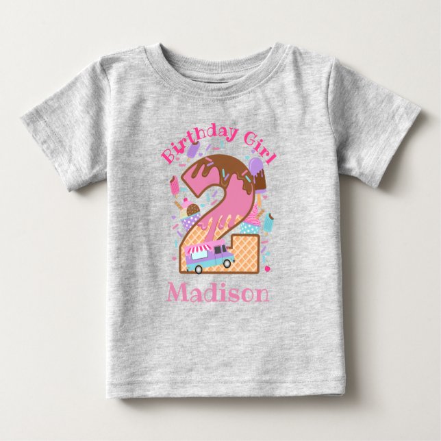 Camisetas de helado para cumpleaños segundo de un  (Anverso)