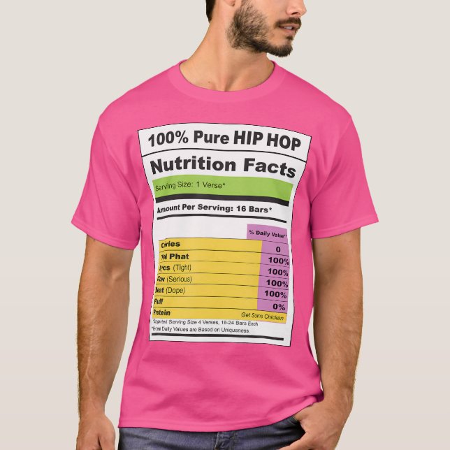 Camisetas de Hip Hop  Datos Nutricionales de Hip H (Anverso)