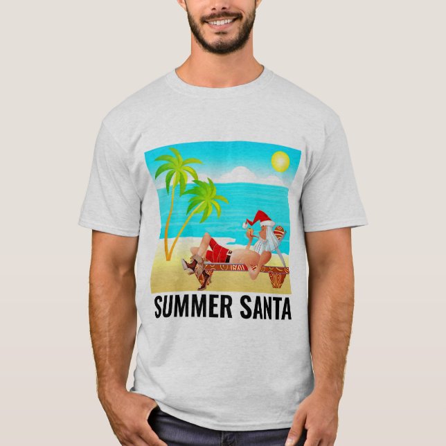 Camisetas DE HOMBRES DE SANTA CLAUS EN LA PLAYA DE (Anverso)