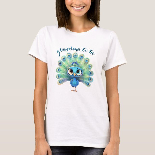 Camisetas de la abuela Baby Shower Blue Peacock (Anverso)