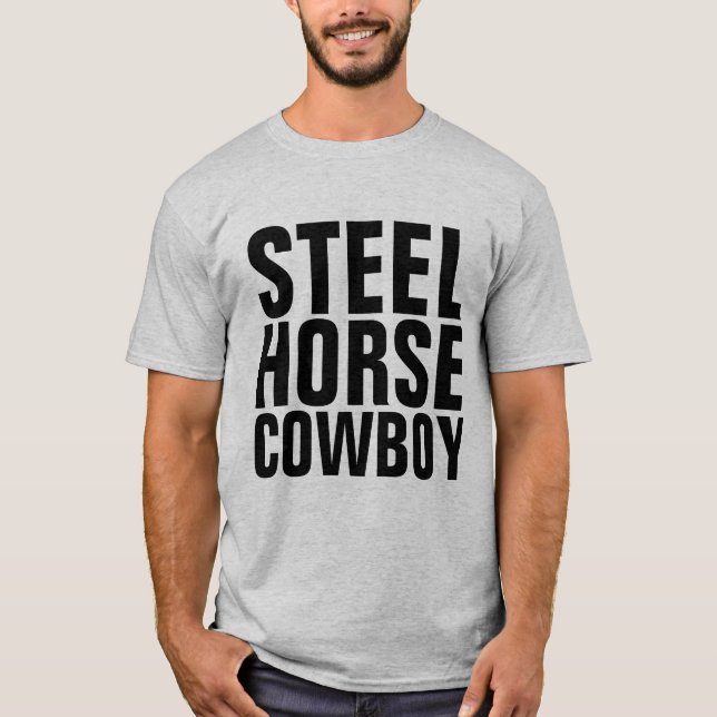 Camisetas de la MOTOCICLETA MOWBOY HORSE DE ACERO (Anverso)