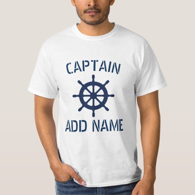 Camisetas de la rueda de barco con nombre de capit (Anverso)