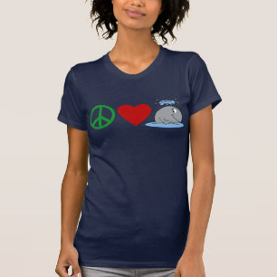 Camisetas de las ballenas del amor de la paz,
