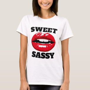 Camisetas de las Damas DULCE SASSY RED LIPS