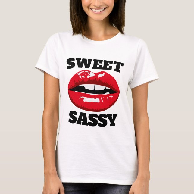 Camisetas de las Damas DULCE SASSY RED LIPS (Anverso)