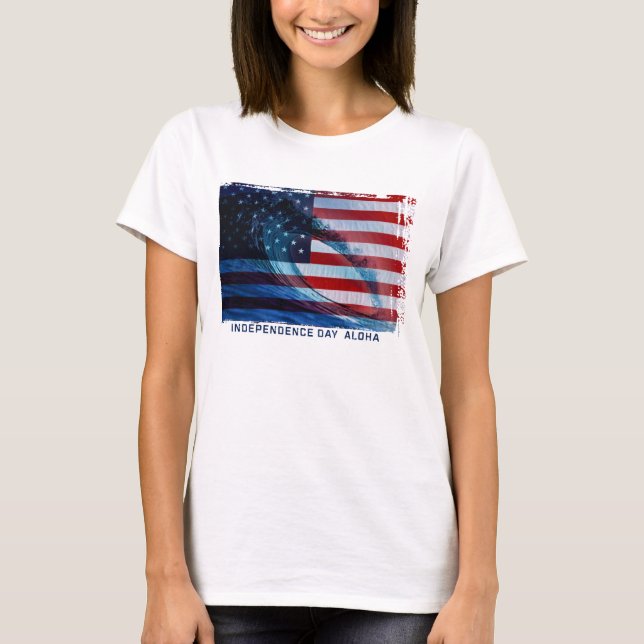 Camisetas de las damas estadounidenses con bandera (Anverso)