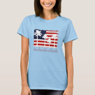 Camisetas de las damas estadounidenses con bandera