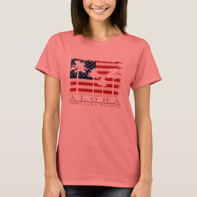 Camisetas de las damas Hawaii con bandera de la pa (Anverso)