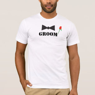 Camisetas de lazo de novio rosa roja