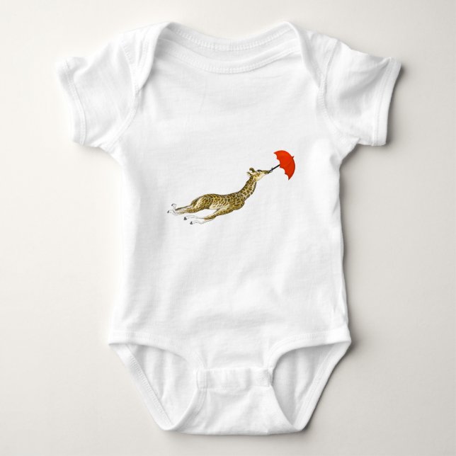 Camisetas de los paraguas rojos de la jirafa capri (Anverso)