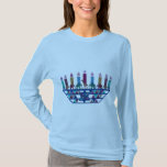 Camisetas de Menorah de la estrella del elefante<br><div class="desc">Ilustracion gráfico del elefantes,  jirafa,  y estrella del diseño del menorah de David.</div>