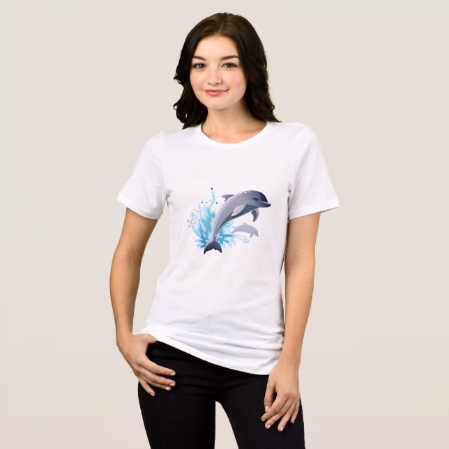 Camisetas de mujer con marca de delfín, elegantes  (Anverso Completo)