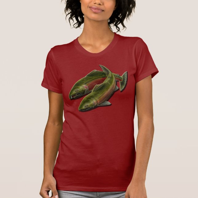 Camisetas de mujeres de Coho Salmon, Camisetas pes (Anverso)