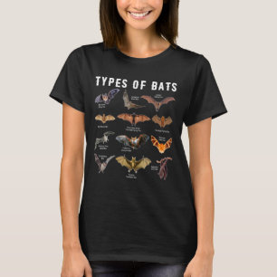 Camisetas de murciélagos de los tipos de murciélag