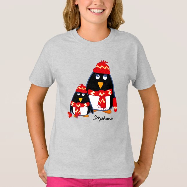 Camisetas de Navidades de pequeños pingüinos Perso (Anverso)
