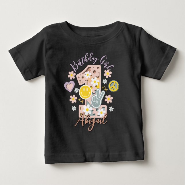 Camisetas de niños de primer cumpleaños de Daisy (Anverso)