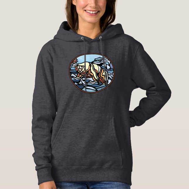 Camisetas de oso polar artístico femenino Hoodie (Anverso)