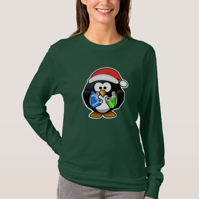 Camisetas de Papá Noel del pingüino (Anverso)