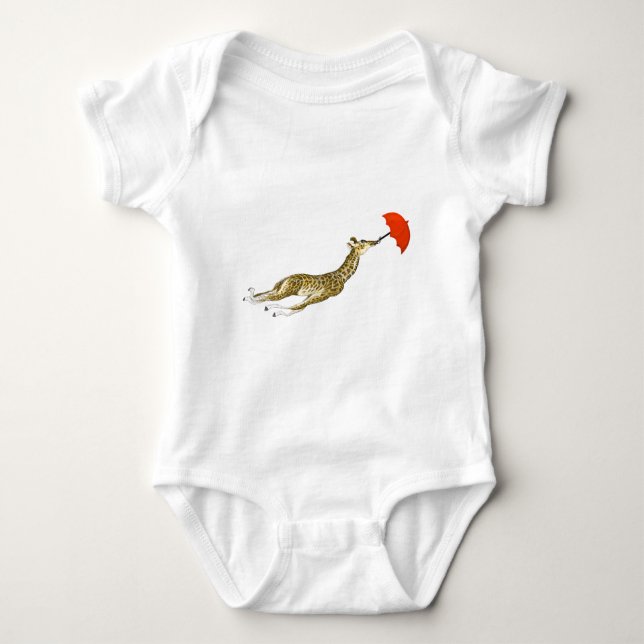 Camisetas de paraguas rojo jirafa caprichosa (Anverso)