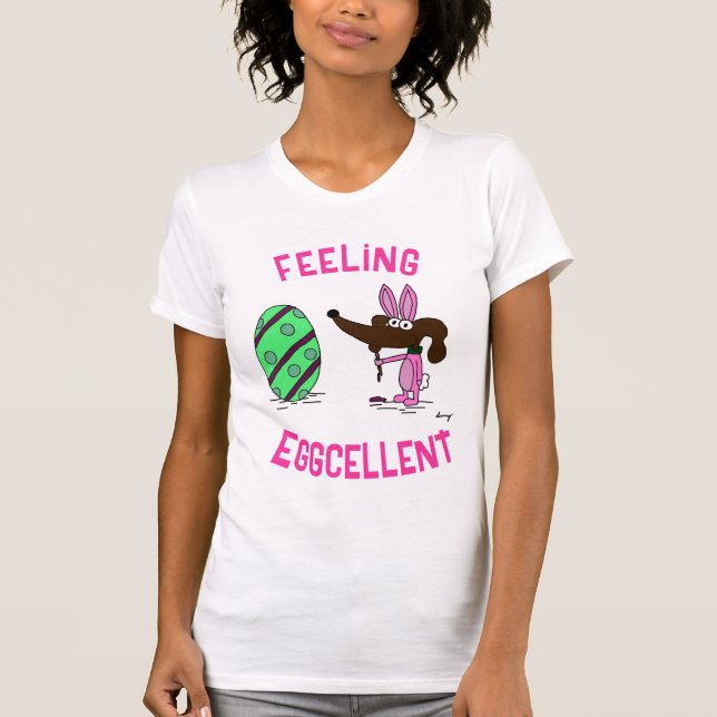 Camisetas de Pascua Midge "Sensándose Eggcellent" (Anverso)