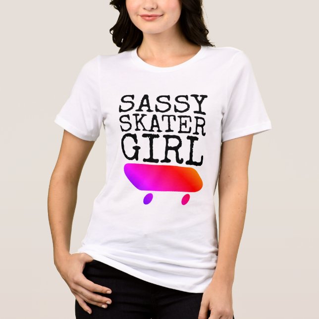 Camisetas de patinaje de chica con actitud (Anverso)