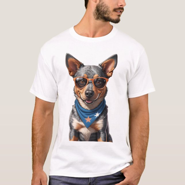 camisetas de perro de ganado australiano con heele (Anverso)