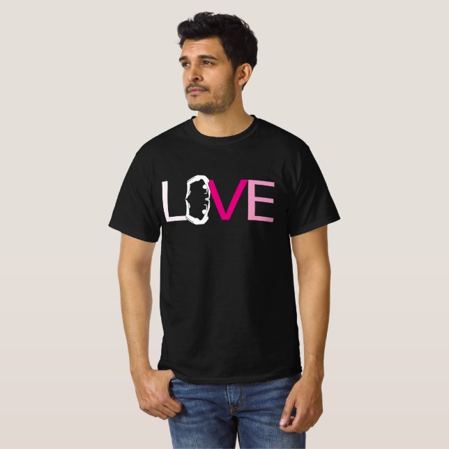 camisetas de personajes de letras de amor de yoga  (Anverso completo)
