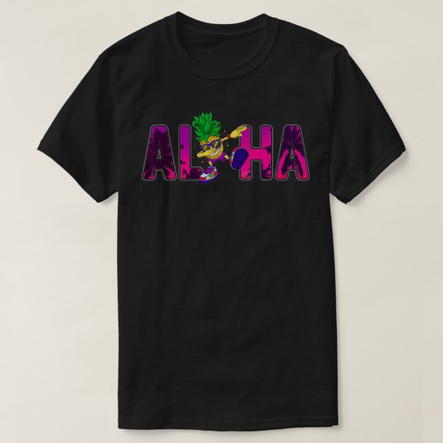 Camisetas de piña para mujeres Dabbing Aloha Hawai (Diseño del anverso)