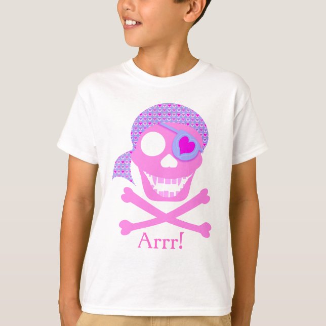Camisetas de piratas cráneos rosados (Anverso)