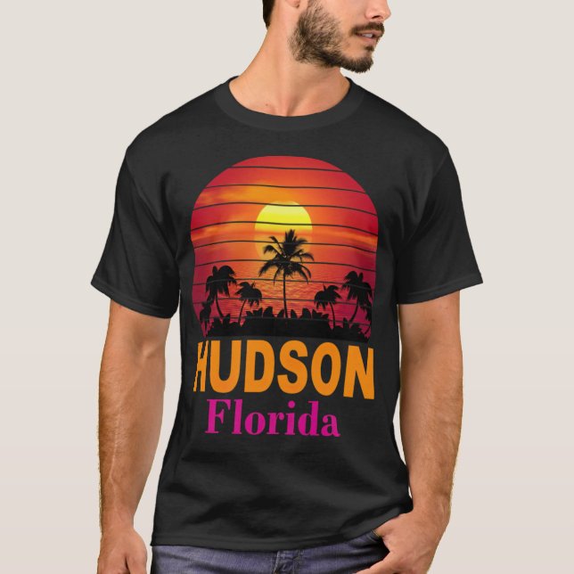 Camisetas de playa de Retro Hudson Beach Florida (Anverso)
