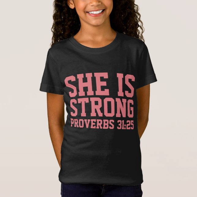 CAMISETAS DE PODER CHICA CRISTIANAS, FUERTES (Anverso)
