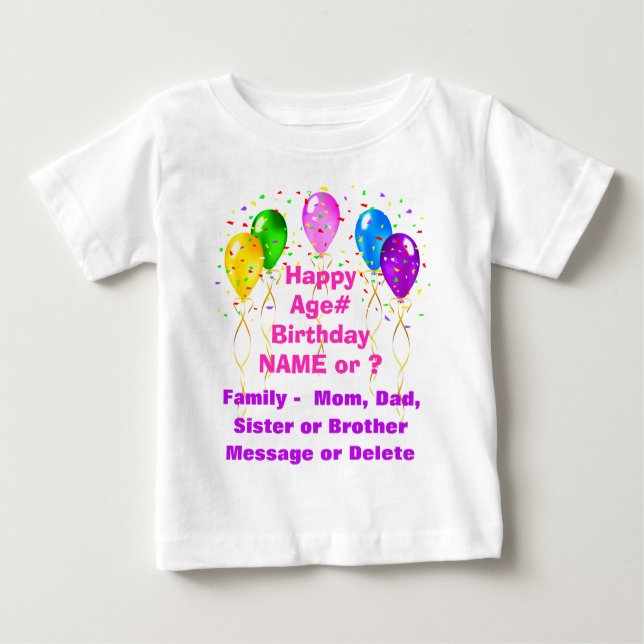 Camisetas de primer cumpleaños personalizados para (Anverso)