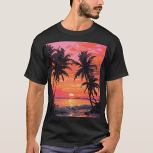 Camisetas de puesta de sol en la playa