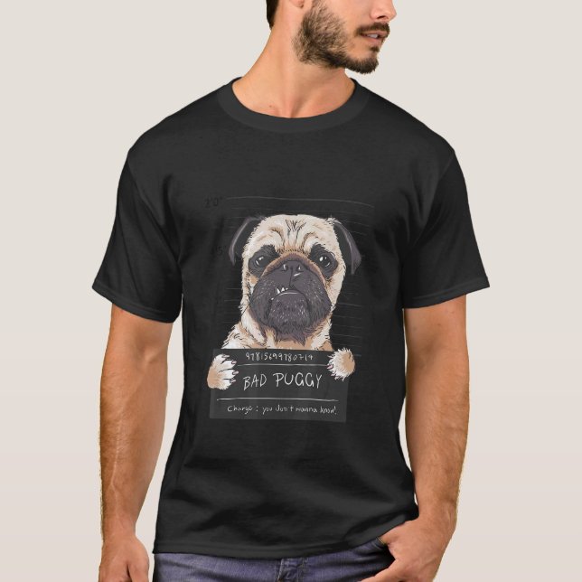 Camisetas de pug enojado preso (Anverso)