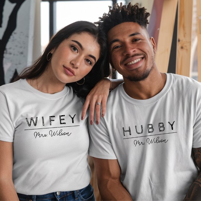 Camisetas de recién casados Personalizados de luna (wife and husband shirt, minimalist couple shirt, honeymoon shirt, newlywed shirt, just married shirt)