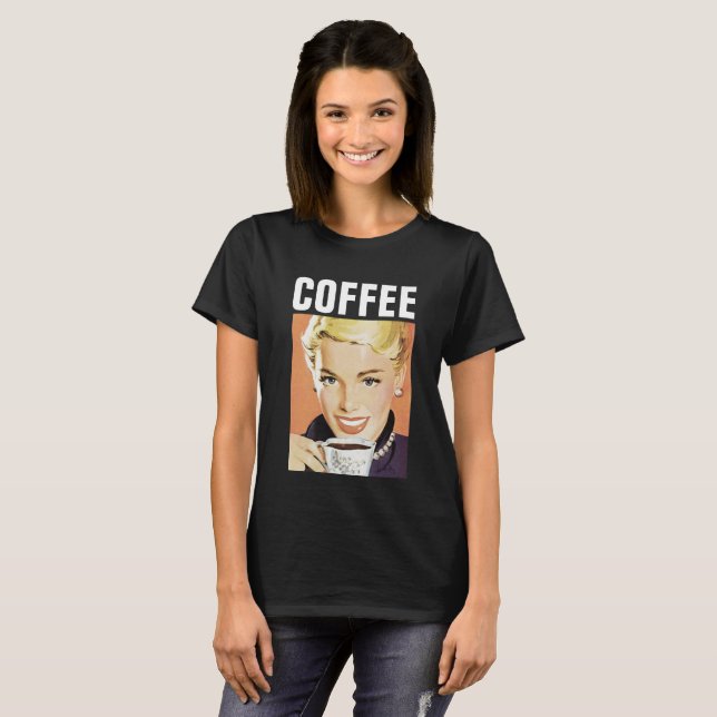 CAMISETAS DE RETRO DE CHICA DE CAFÉ (Anverso completo)