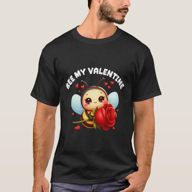 Camisetas de San Valentín Bee My Valentine con abe (Anverso)