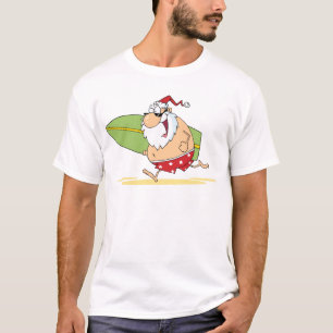 Camisetas de Santa que practican surf