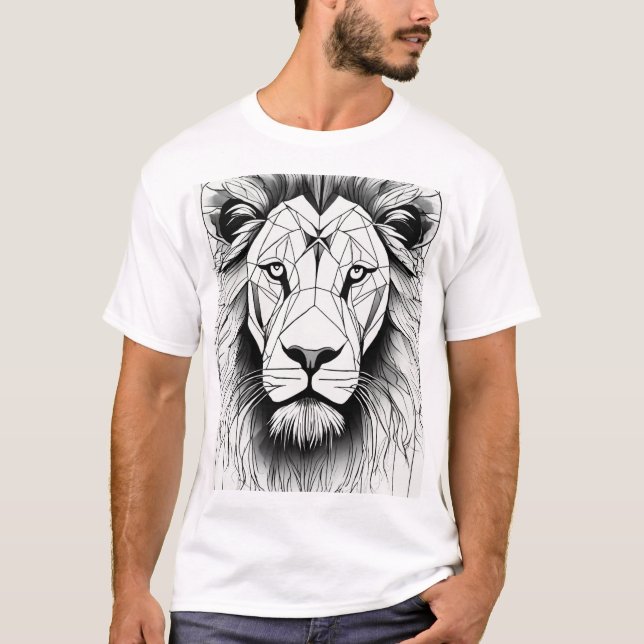 Camisetas de sketch de la silueta del león | Gráfi (Anverso)