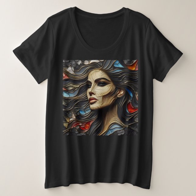 Camisetas De Tamaño Más Mujeres Con Expresión Art  (Anverso del diseño)