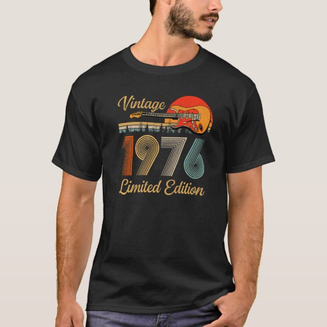 Camisetas De Ti Vintage 1976 Para Hombres Guitarra (Anverso)
