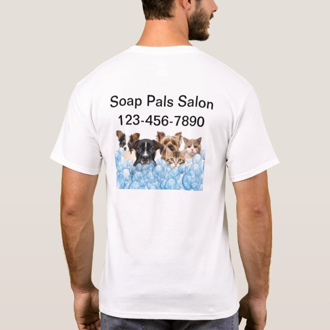 Camisetas de trabajo del mascota Salon (Reverso)