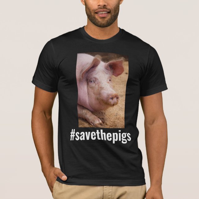 CAMISETAS DE VEGAN, SALVEN LOS CERDOS DE CERDO DE  (Anverso)
