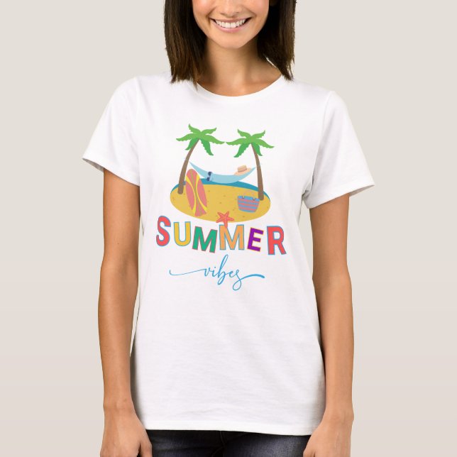 Camisetas de verano para mujeres con palmeras de p (Anverso)