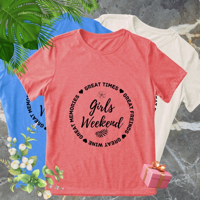 Camisetas de viaje de fin de semana para Chicas co (Matching Girls Weekend Trip T-Shirts - Great Memories & Weekend Vibes Tee)