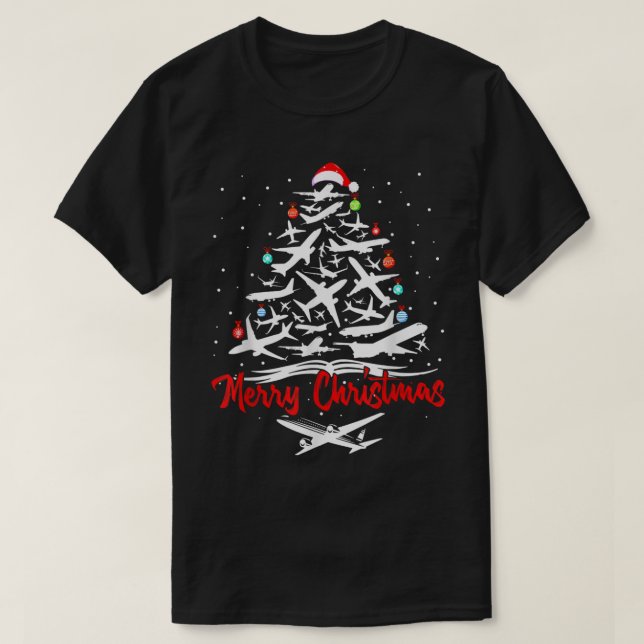 Camisetas del Árbol de Navidad del avión (Diseño del anverso)