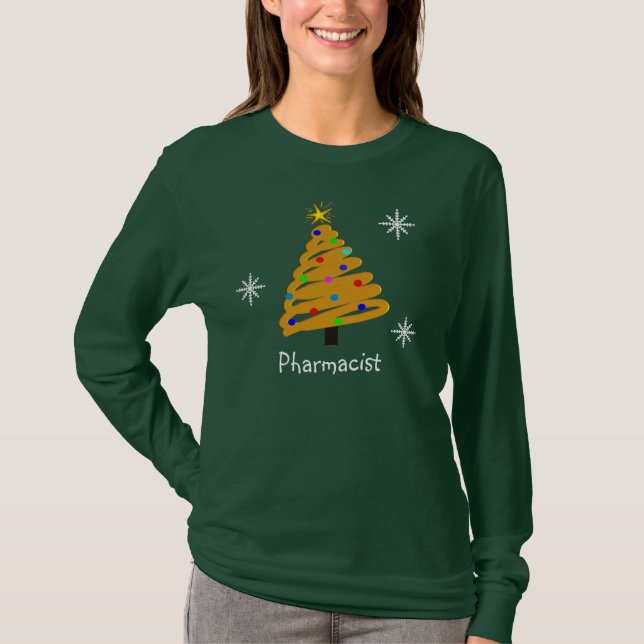 Camisetas del árbol de navidad del farmacéutico (Anverso)