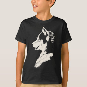 Camisetas del arte del perro del trineo del niño